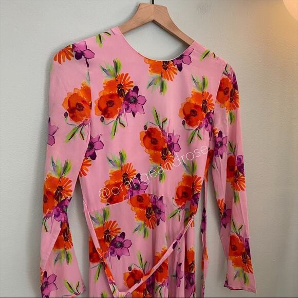 MSGM Milano Pink Floral Long Sleeve Maxi Dress S/M - Picture 12 of 13